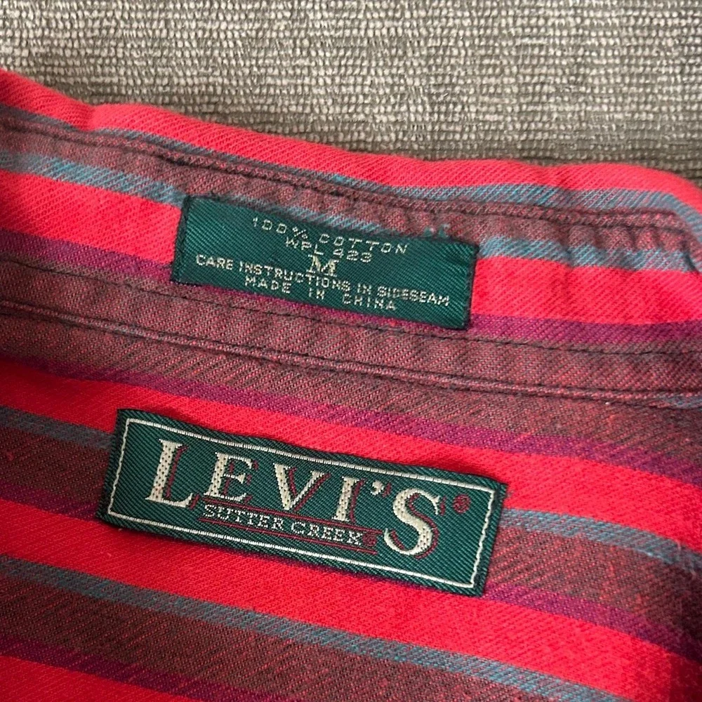 Vintage Big E Levis Button Down Shirt Striped Size M Retro Streetwear Western